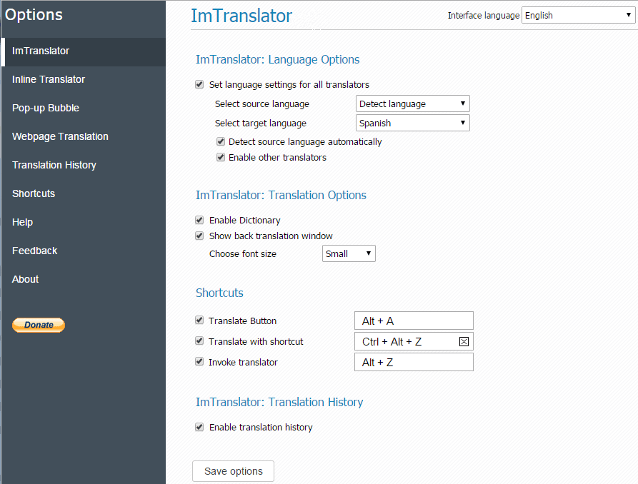 Chrome-ImTranslator-Options