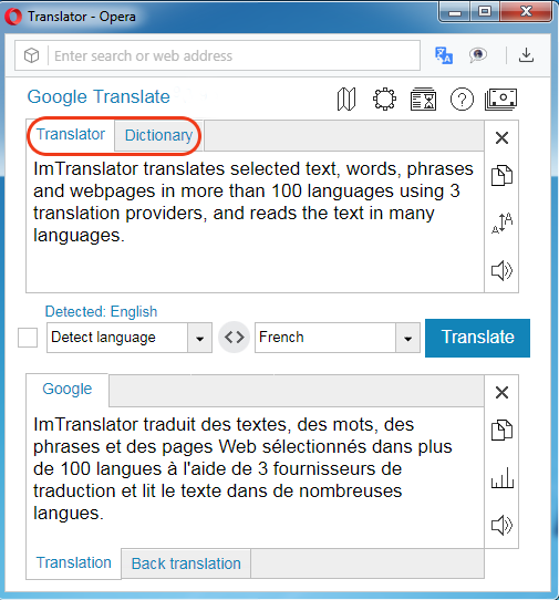 Google Translate For Opera Imtranslator