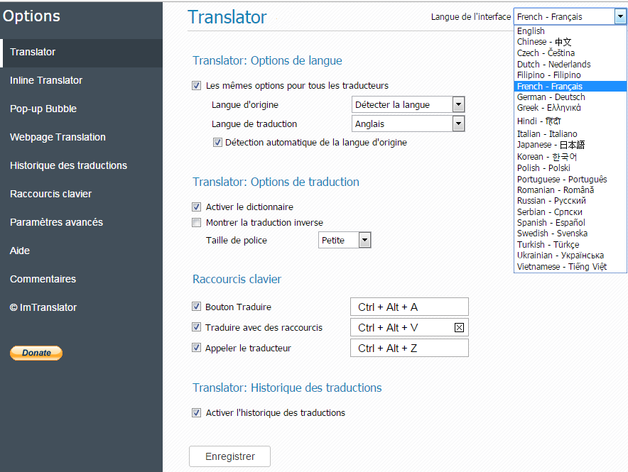 Change User Interface Language ImTranslator